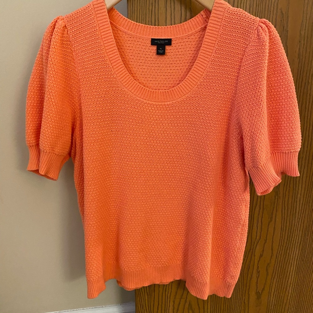 Orange short-sleeve sweater top